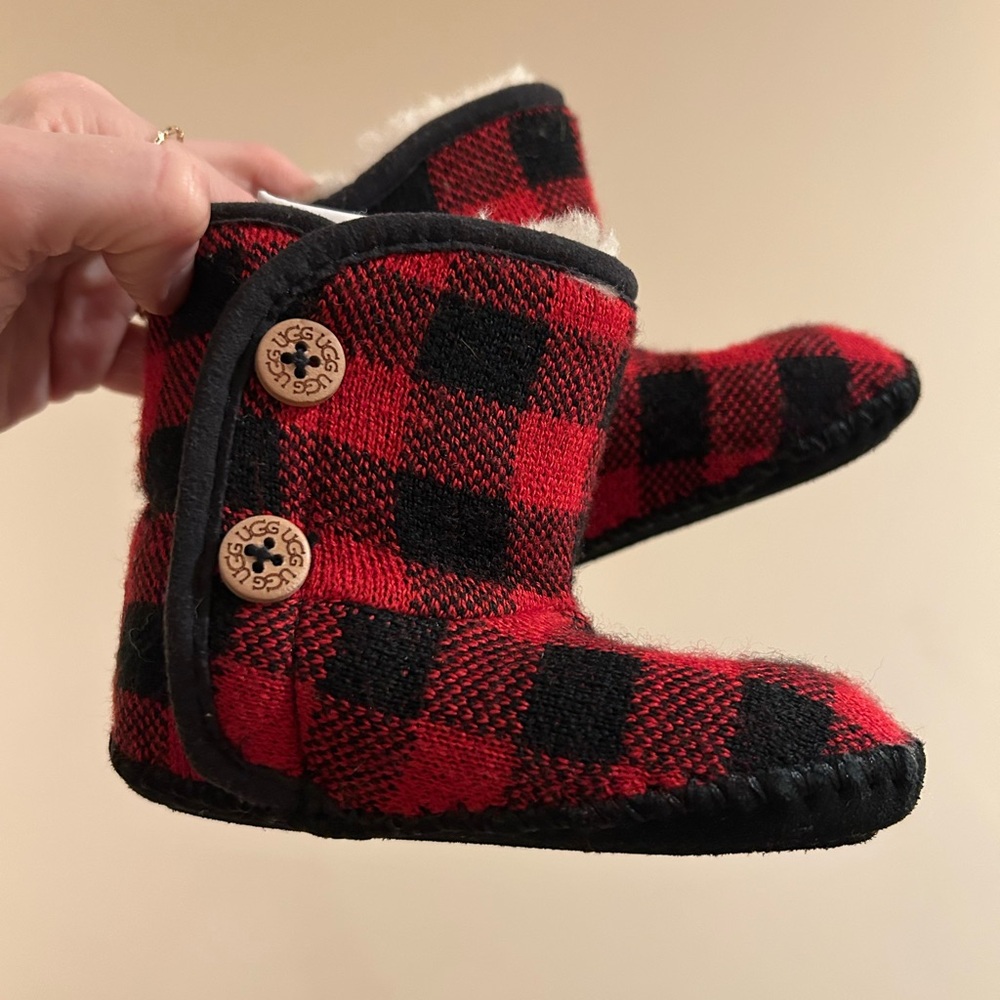 UGG gender neutral Black + Red gingham boots